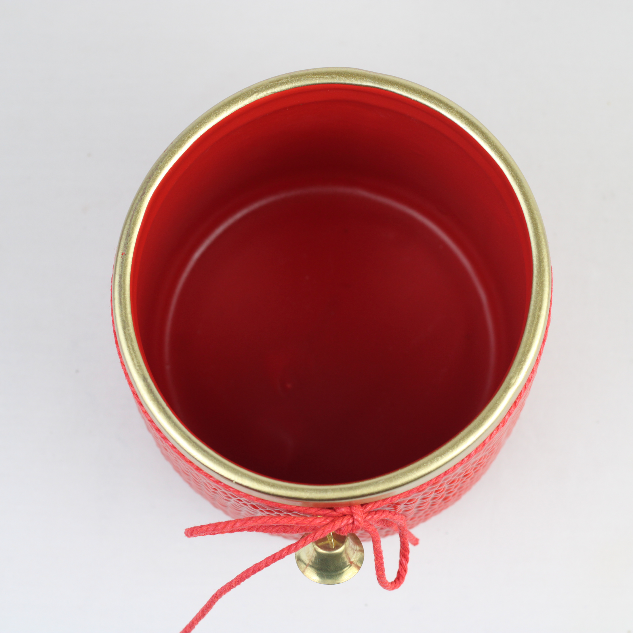 Red or Green Bell Christmas Ceramic Planter – Single Piece – Festive Textured Design