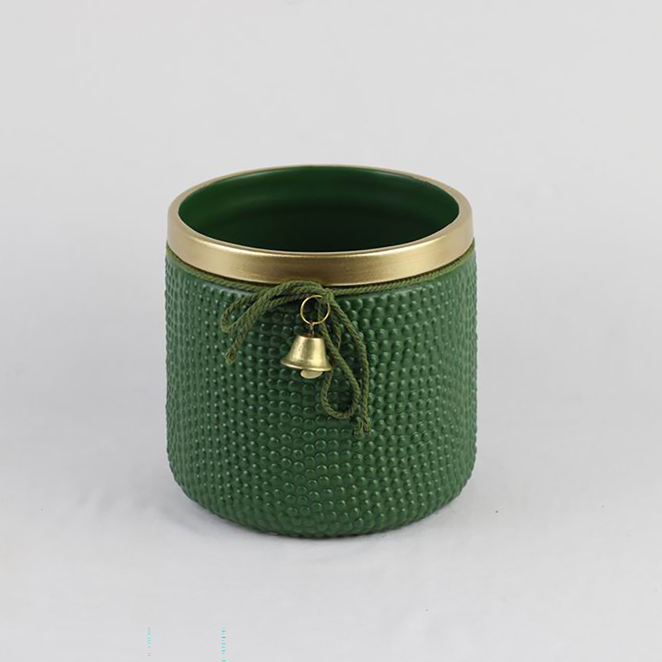 Red or Green Bell Christmas Ceramic Planter – Single Piece – Festive Textured Design