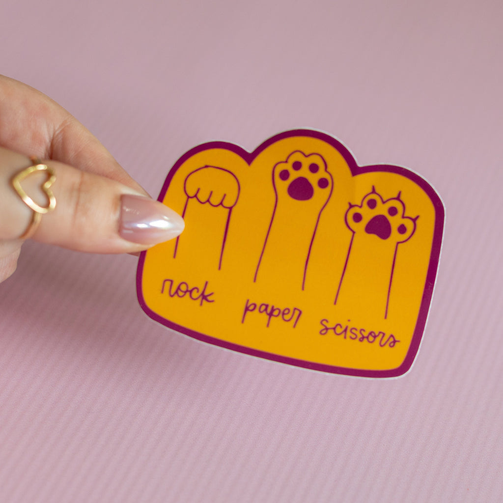 Rock Paper Scissors Paws Waterproof Vinyl Sticker