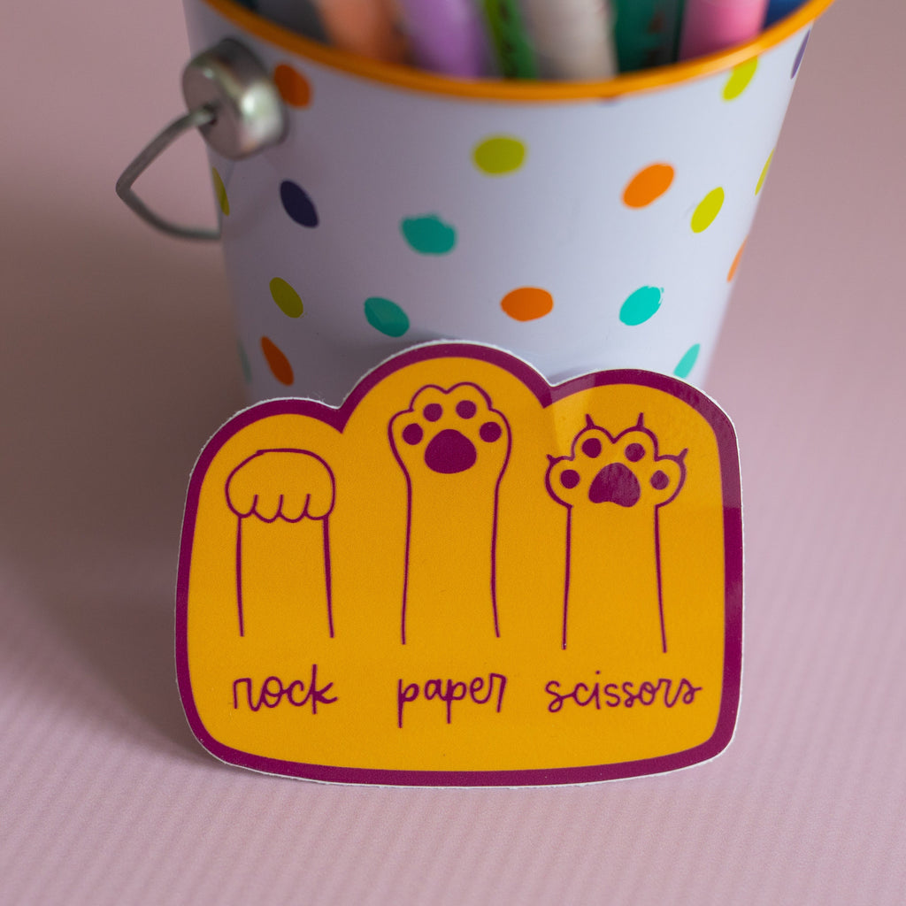 Rock Paper Scissors Paws Waterproof Vinyl Sticker
