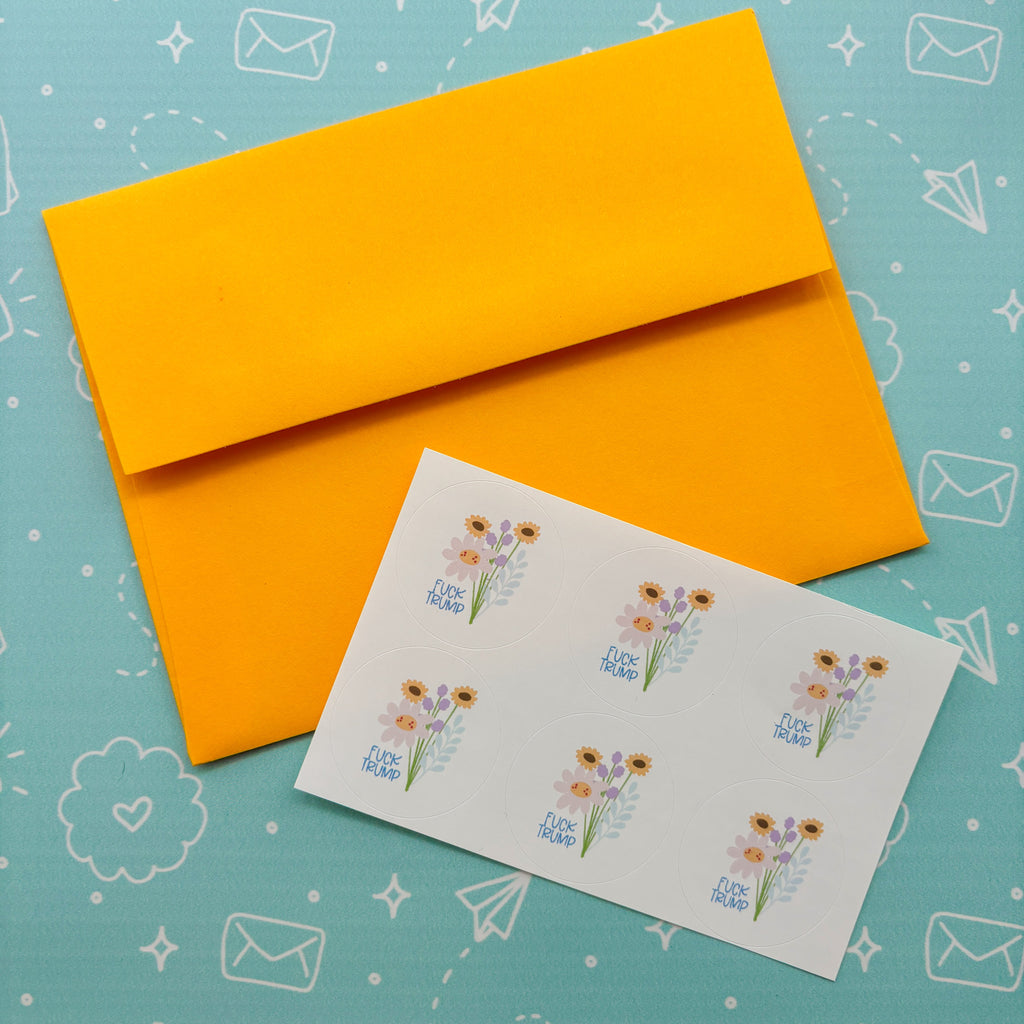 Fuck Trump Stationery Set - Funny Stickers, Cards and Pencils