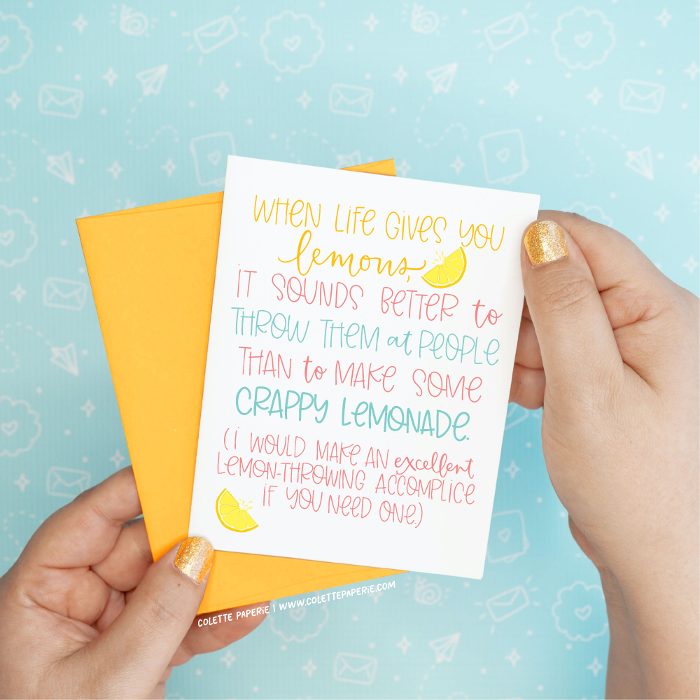 Throwing Lemons Funny Greeting Card