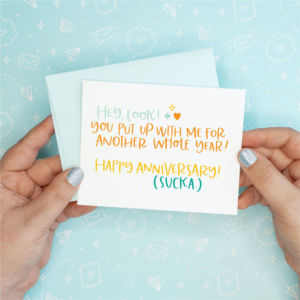 Put Up With Me Anniversary Funny Greeting Card