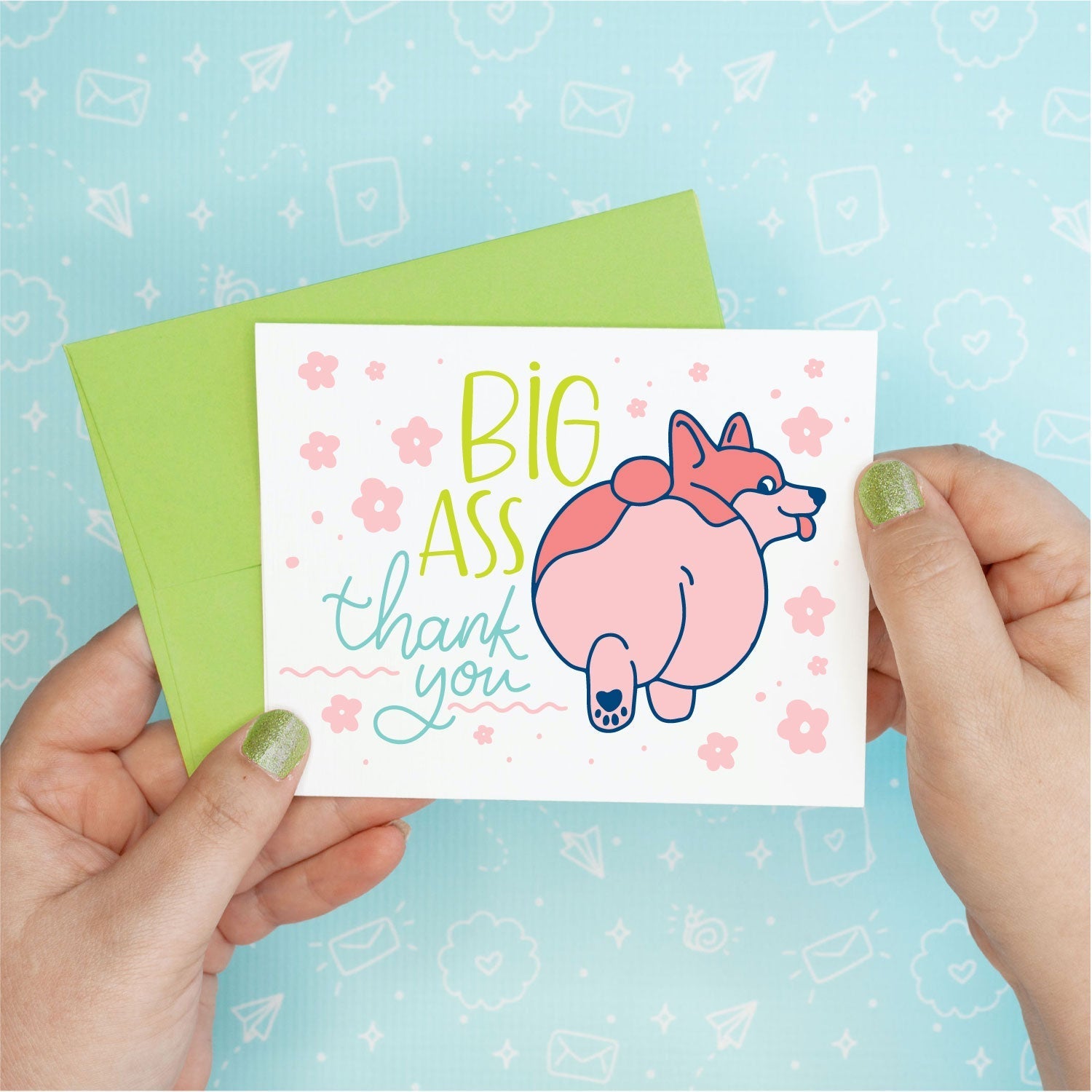 Big Ass Corgi Thank You Funny Greeting Card